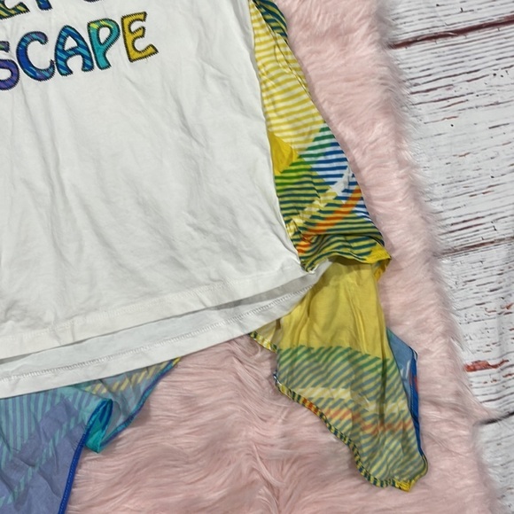 Mira Mikati White Tee with Colorful Accents - Picture 10 of 13